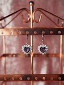 Image 4 of Plum Crystal Heart Earrings & Necklace
