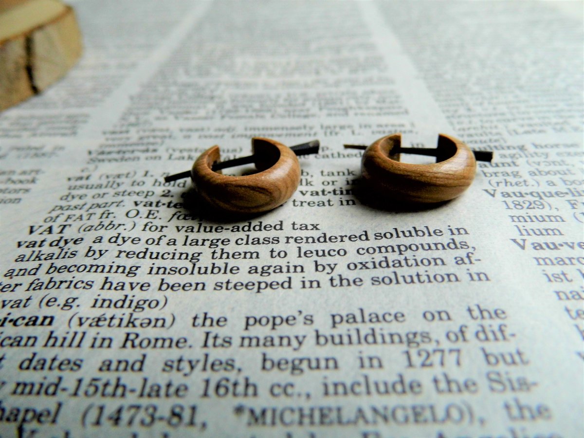 Olive Wood Huggie Sleeper Earrings Extra Small