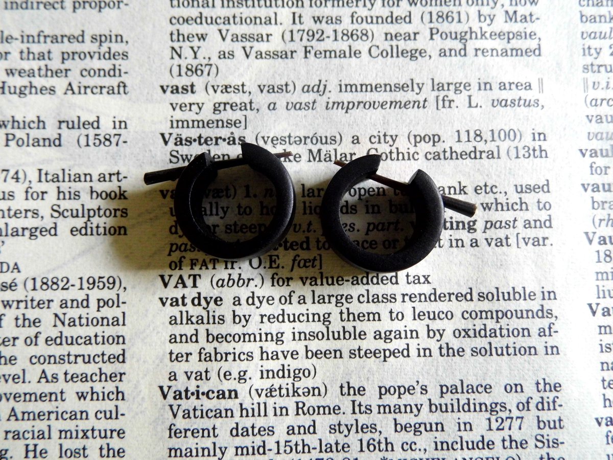 Black Wooden Huggies Hoops Earrings