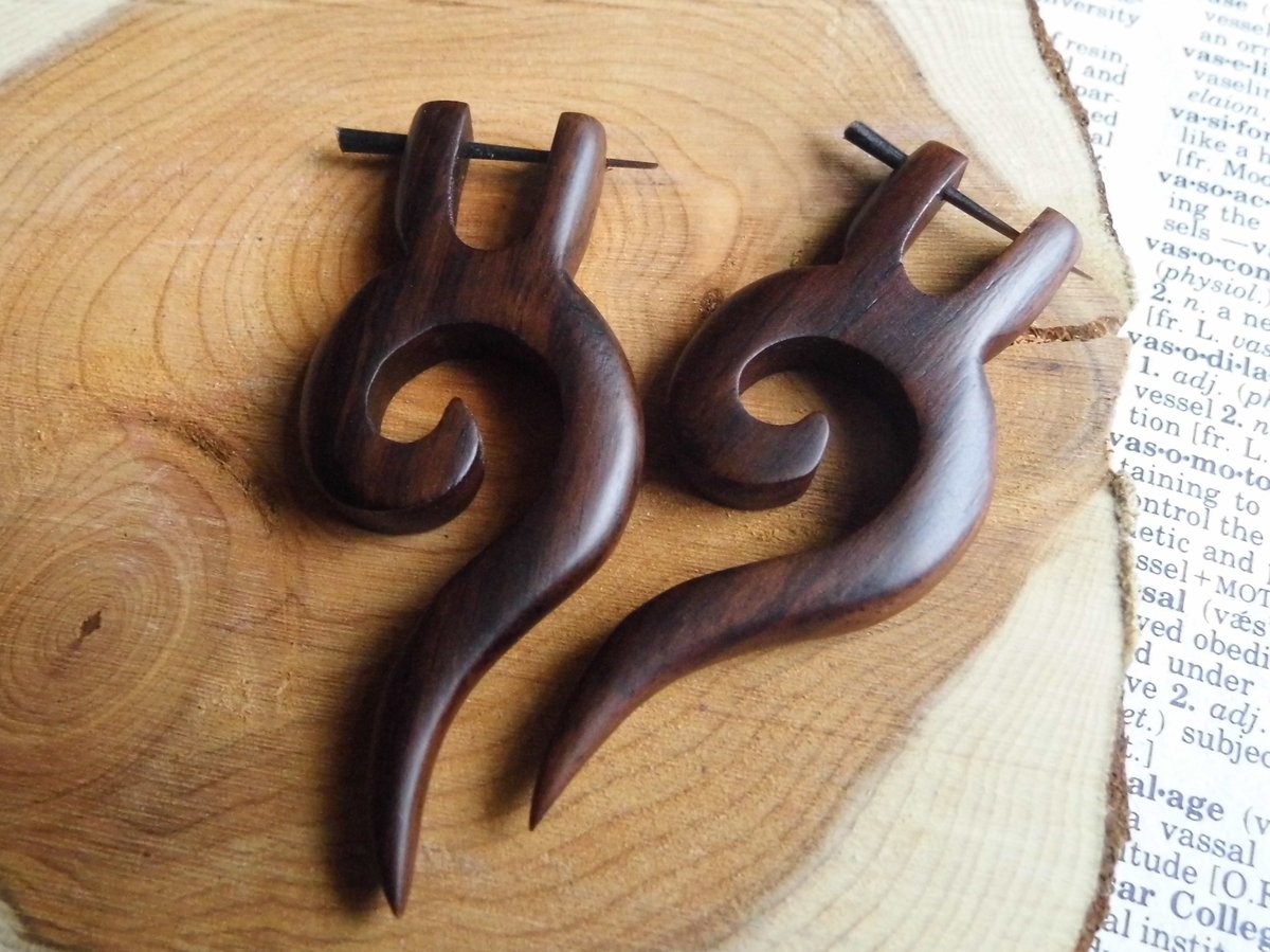 Wooden Tribal Earrings Deer Inspired