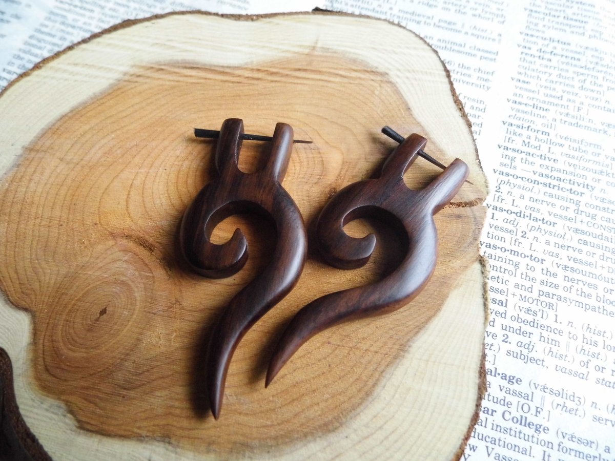 Wooden Tribal Earrings Deer Inspired