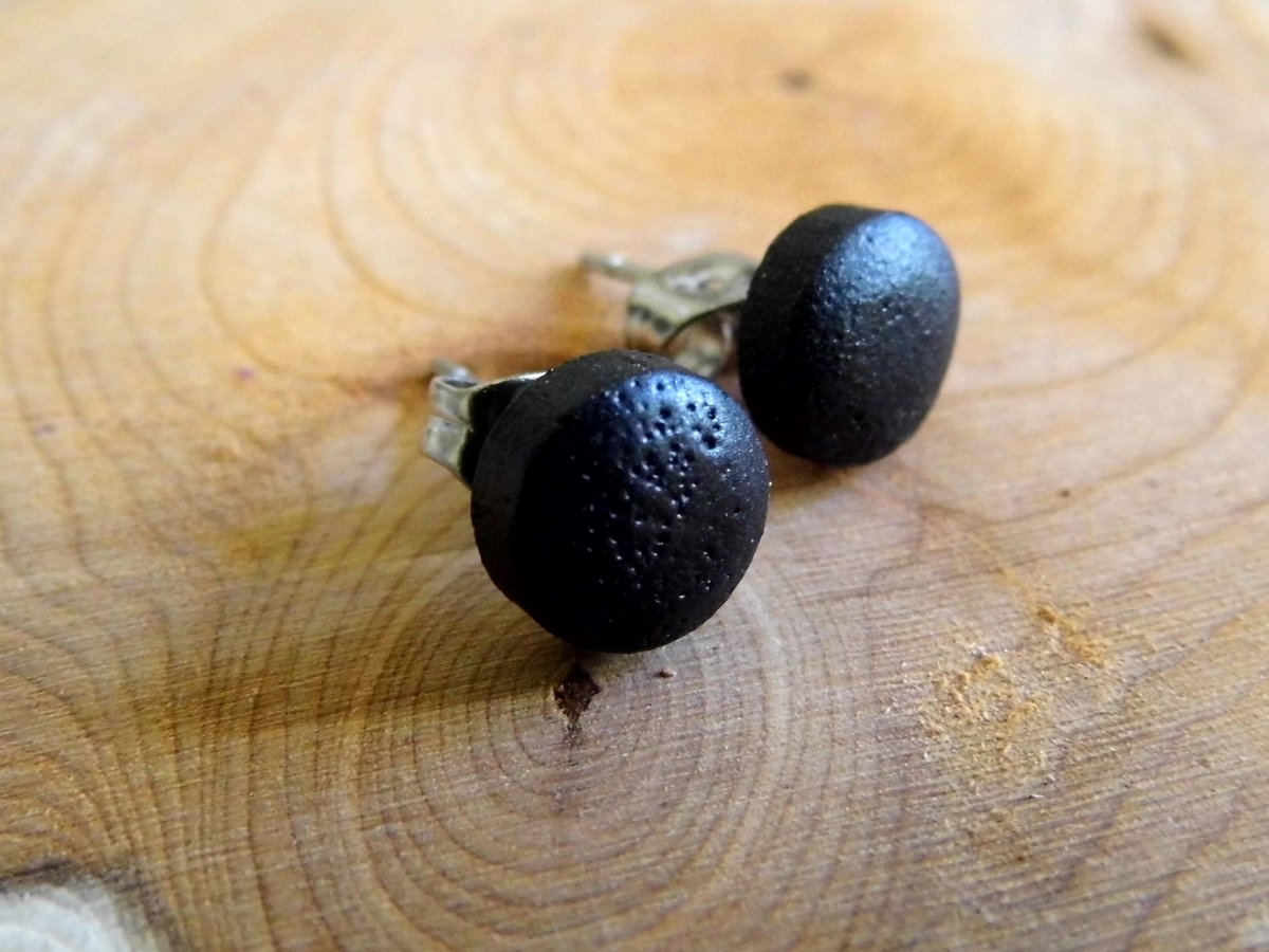 Black Wood Studs Earrings