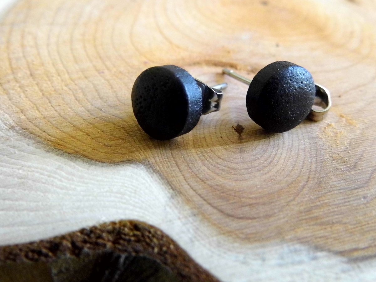 Black Wood Studs Earrings
