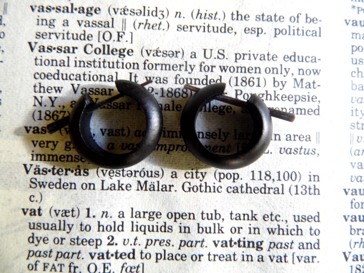 Black Wooden Huggies Earrings Hoops