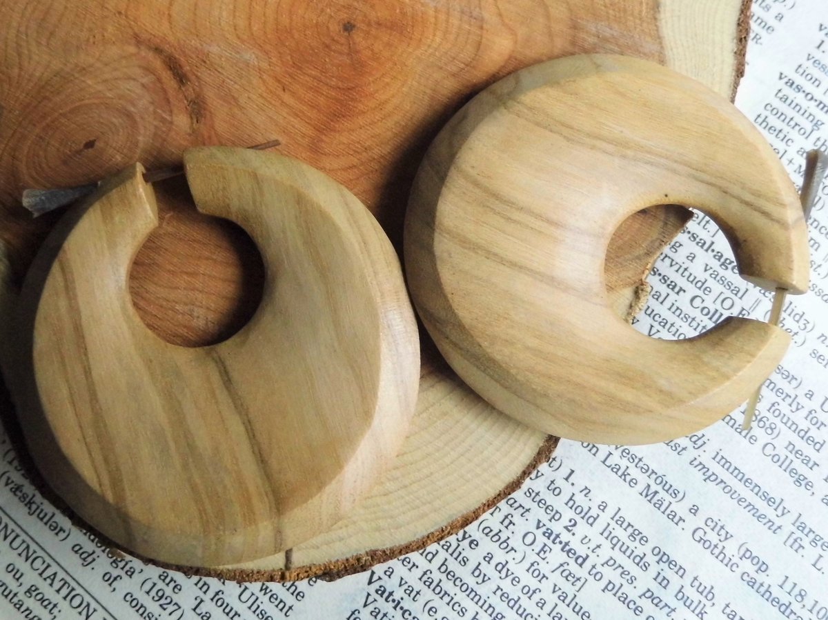 Extra Large Earrings Olive Wood Hoops