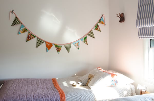 Image of Bunting ~ Horses + Sheep with Moss Green Gingham