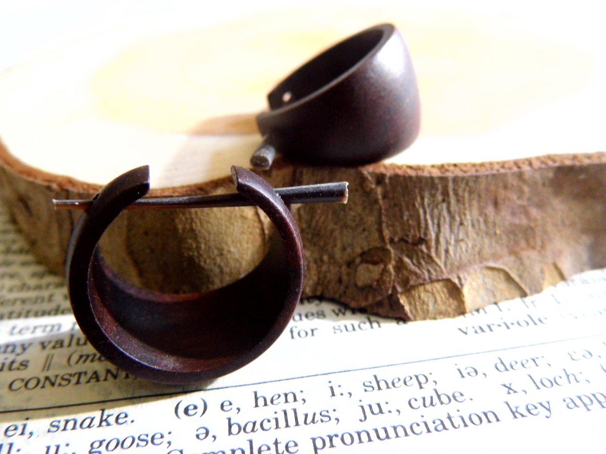 Womens Wooden Hoop Earrings Curved Creole