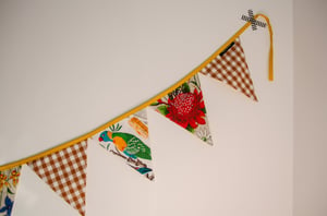 Image of Bunting ~ Wildflowers + Birds with Mocha Gingham