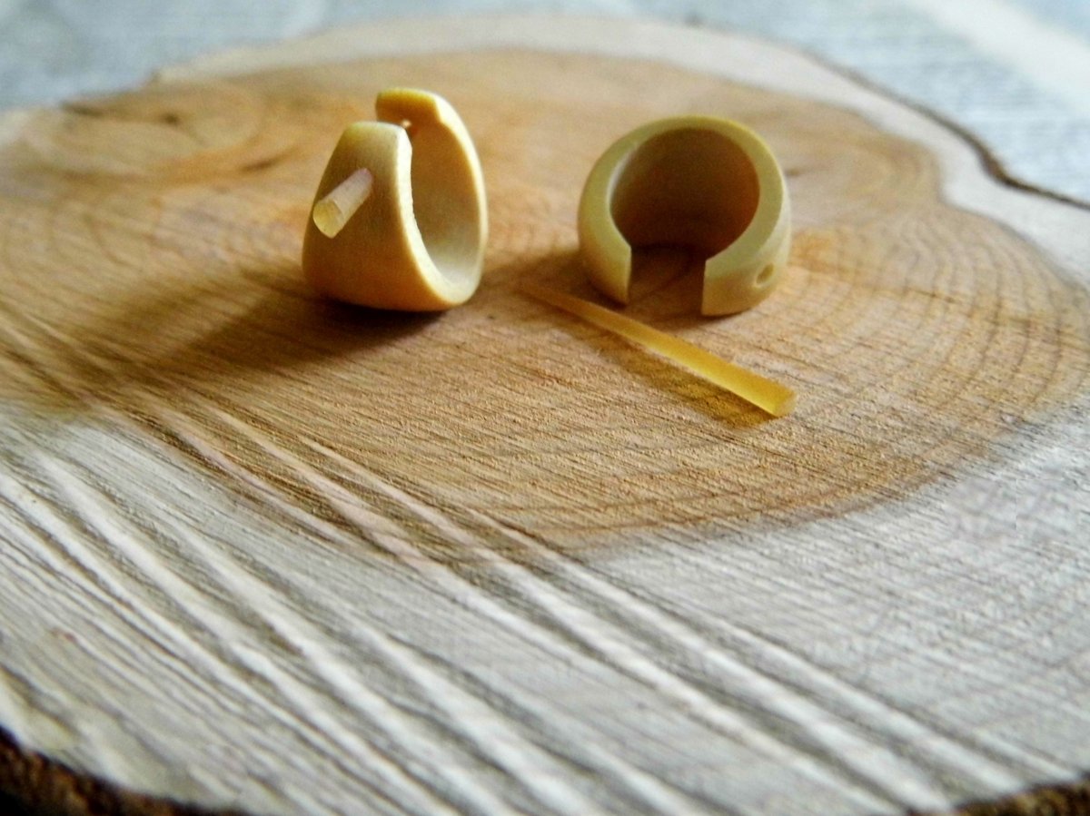 Small Sleeper Olive Wood Huggies Earrings