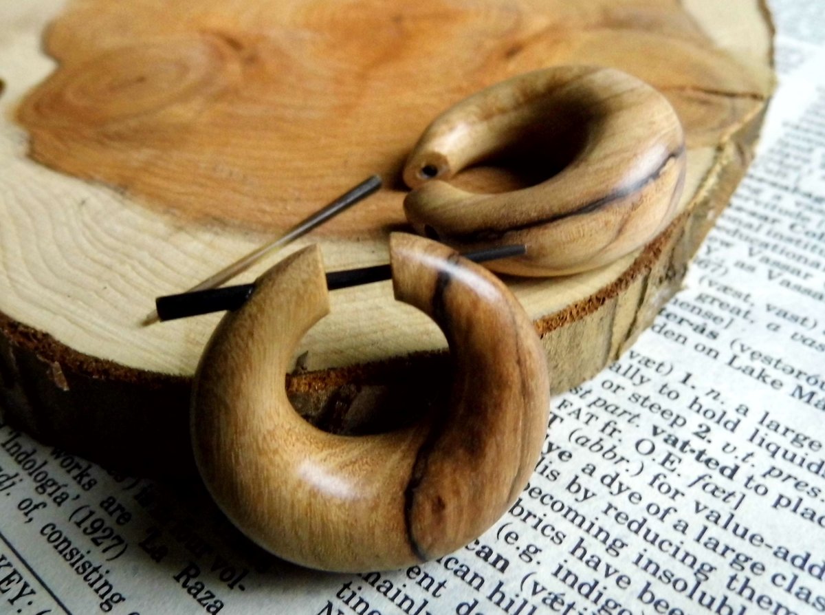 Stunning Olive Wood Hoops Earrings Womens