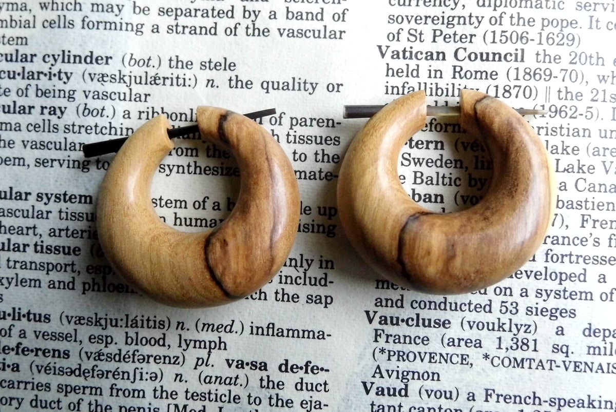 Stunning Olive Wood Hoops Earrings Womens