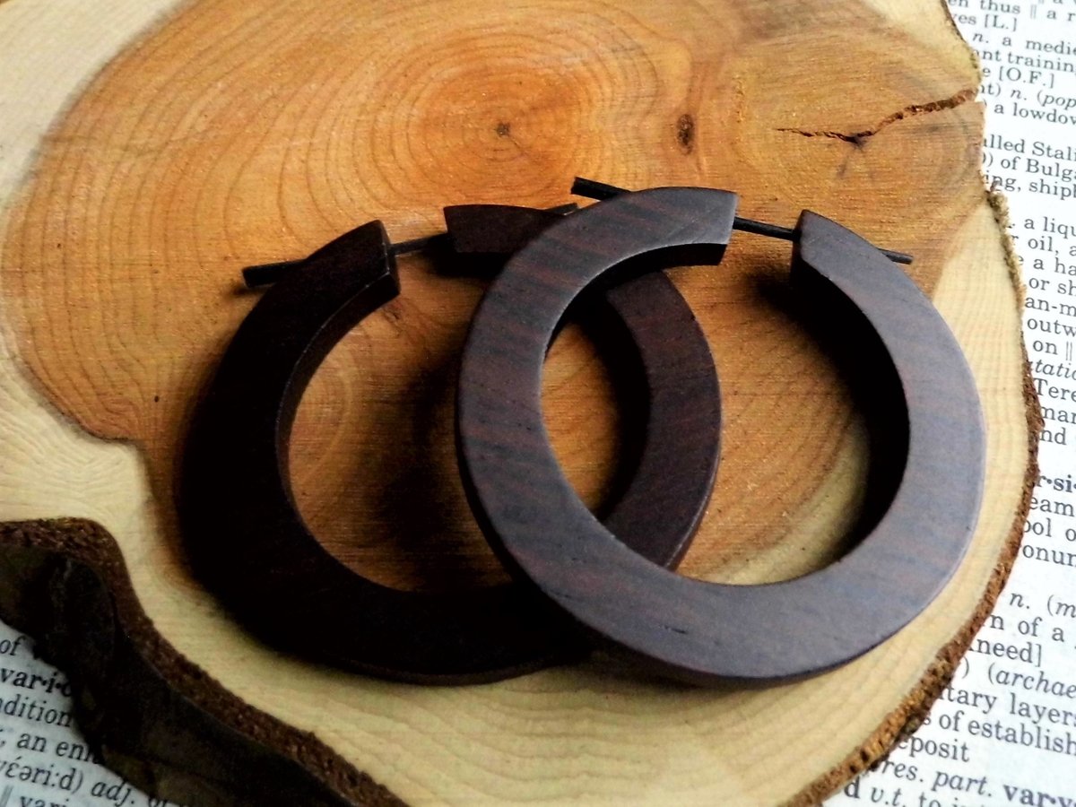 Wooden Hoop Earrings Extra Large Round