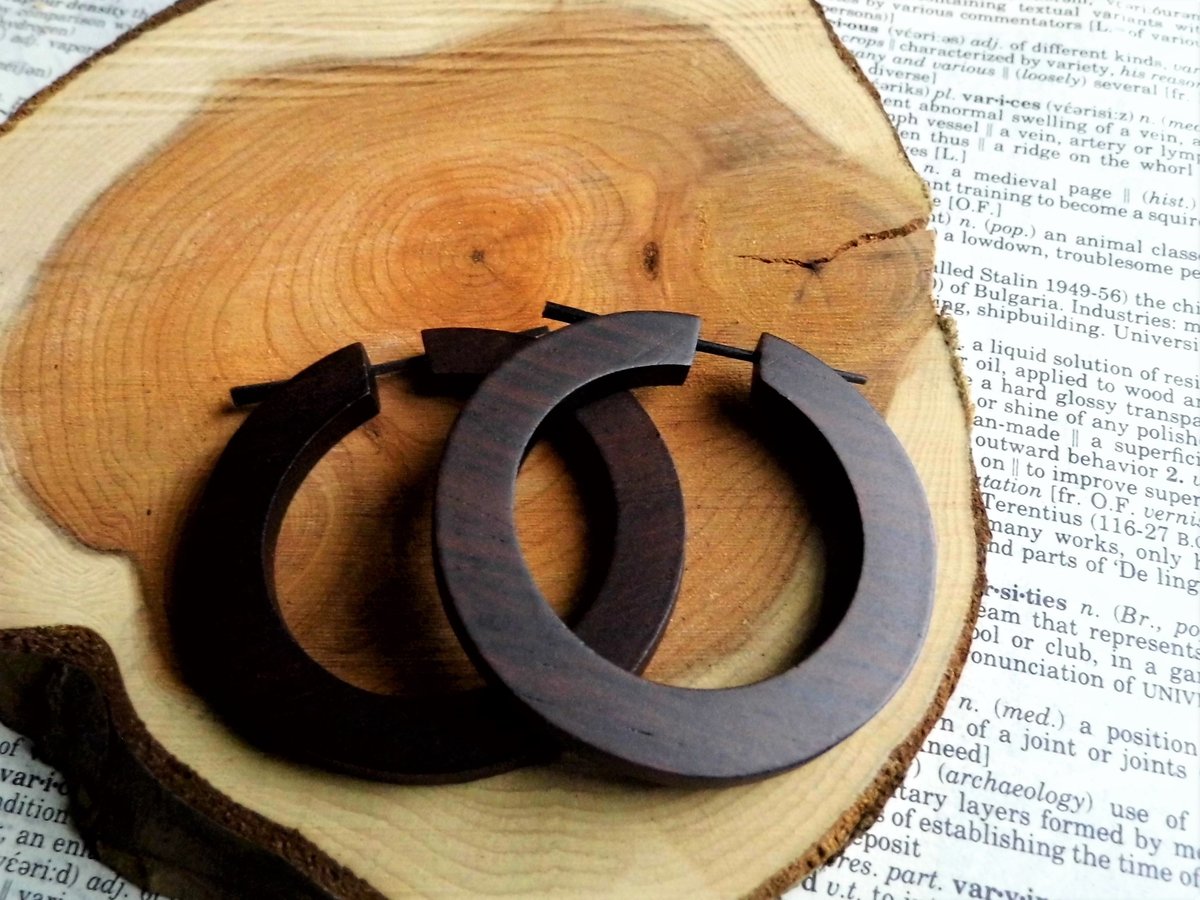 Wooden Hoop Earrings Extra Large Round