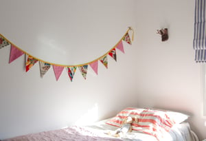 Image of Bunting ~ Wildflowers + Birds with Pink Gingham