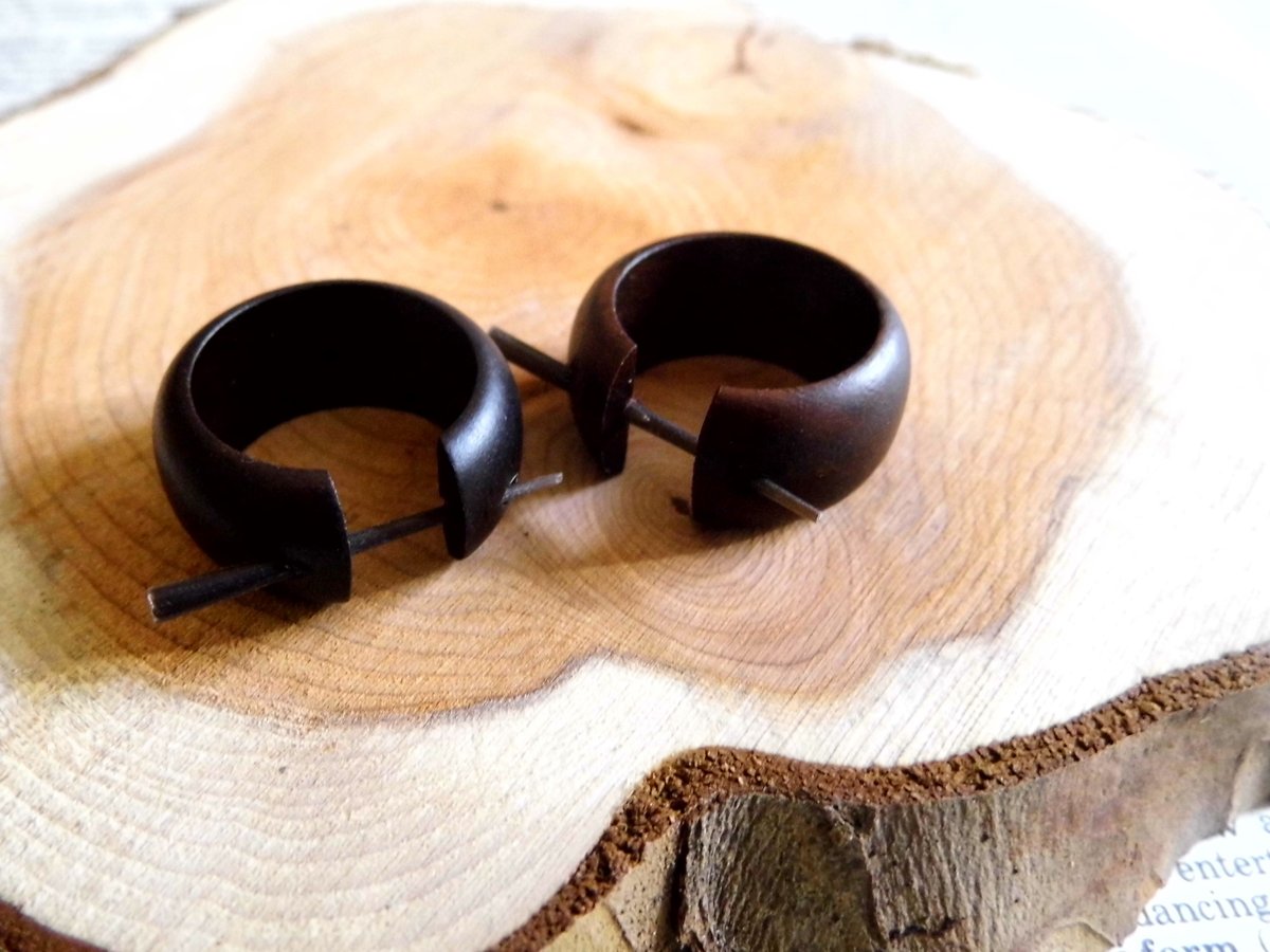 Medium Sized Rich Brown Wooden Hoops