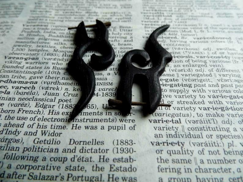 Black Wooden Tribal Earring Deer Inspired