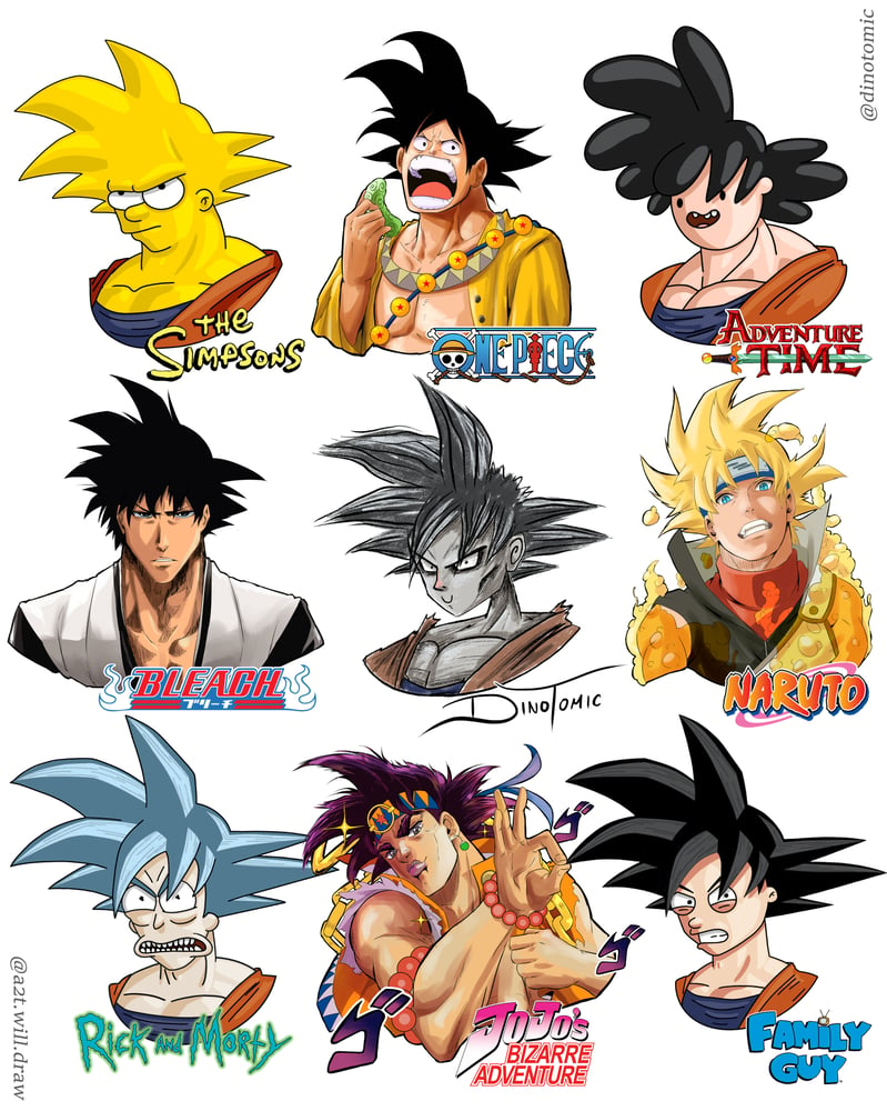 Image of #240 Goku in 9 styles 