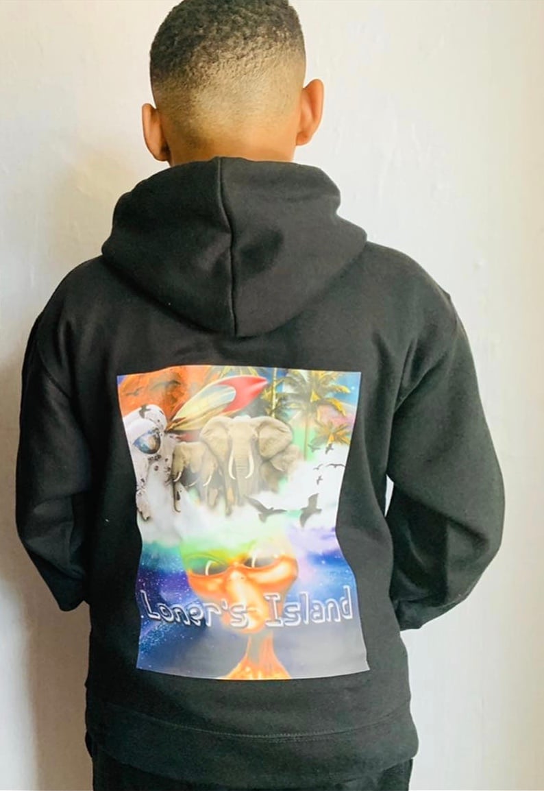 white hoodie black writing