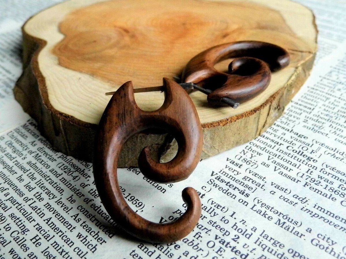 Wave Inspired Wood Hoops Earrings