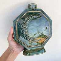 Image 3 of Geometric Lunar Vase Foam Green & Forest Green