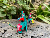 Image 1 of Alebrije painted wolf green