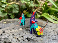 Image 1 of Alebrije painted wolf purple