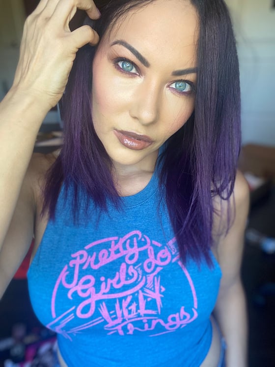 Image of Pretty in pink blue crop tank