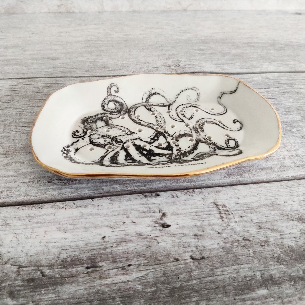 Porcelain octopus soap dish