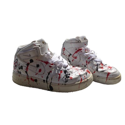 Image of Red/Black Paint Splattered Air Force 1 Mid