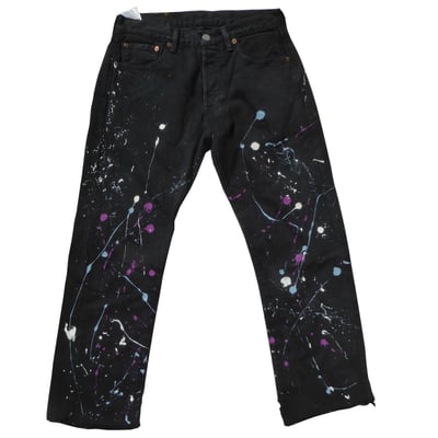 Image of Purple/Blue/White Paint Splattered Levi’s 501