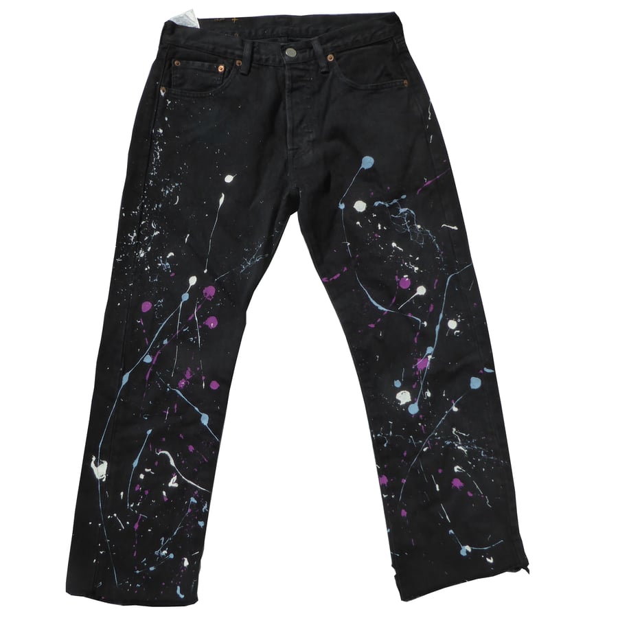 Image of Purple/Blue/White Paint Splattered Levi’s 501