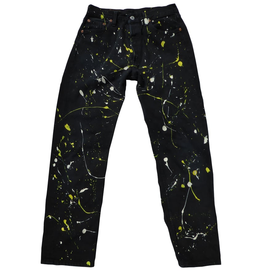 Image of Yellow/White Paint Splattered Levi’s 501