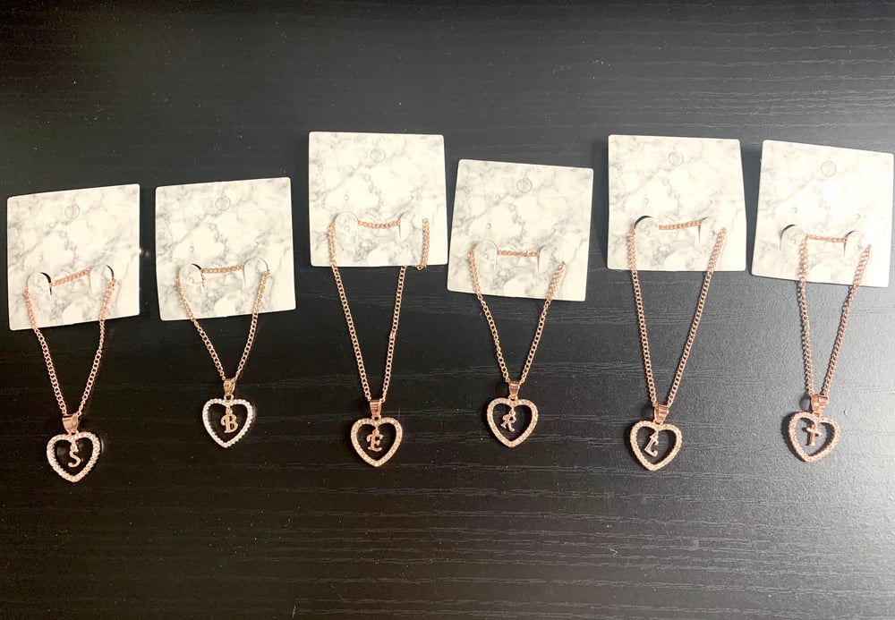 Image of ROSE GOLD INITIAL HEART NECKLACE