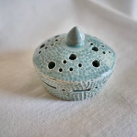 Image 2 of Seafoam Green Carved Incense Holder