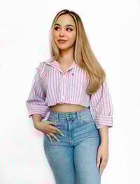 Preppy School Girl Cropped Button Down