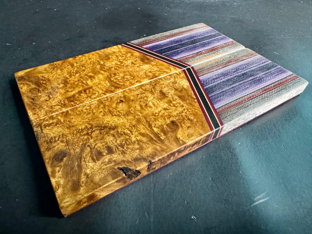 Image of G-carta & Amboyna Burl Segmented Knife Scales