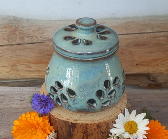 Image of Hand-carved little stash jar with lid: Glacial Waters