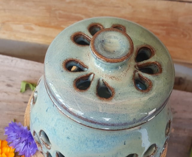 Image of Hand-carved little stash jar with lid: Glacial Waters