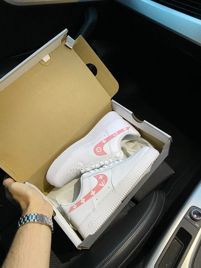 Nike AF1 - Hand Painted Pink LV 