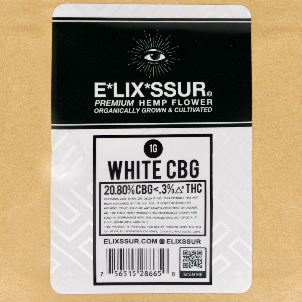 Image of ELIXSSUR [WHITE CBG] STRAIN PREMIUM CBD FLOWER POUCH