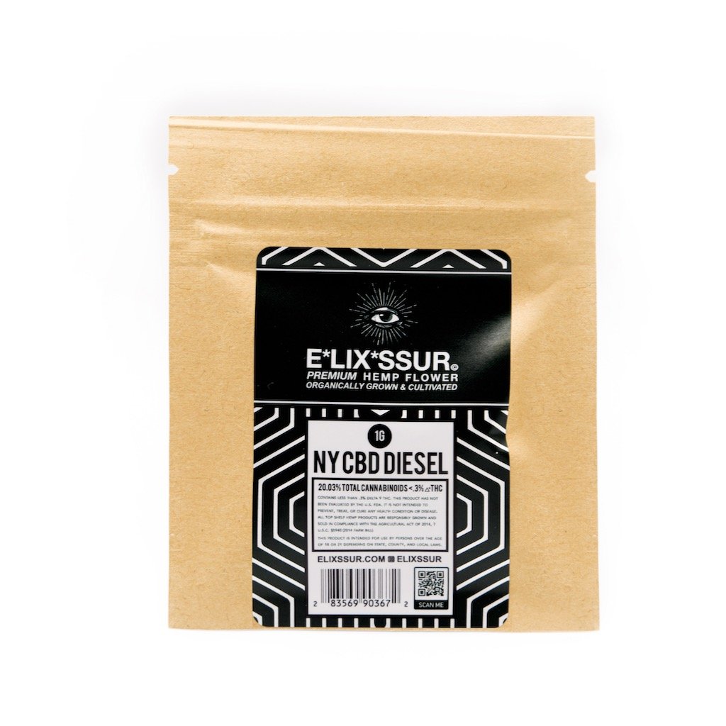 Image of ELIXSSUR [NY CBD DIESEL] STRAIN PREMIUM CBD FLOWER POUCH