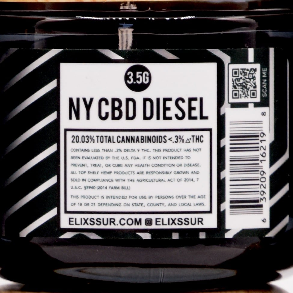 Image of ELIXSSUR [NY CBD DIESEL] STRAIN PREMIUM CBD FLOWER JAR