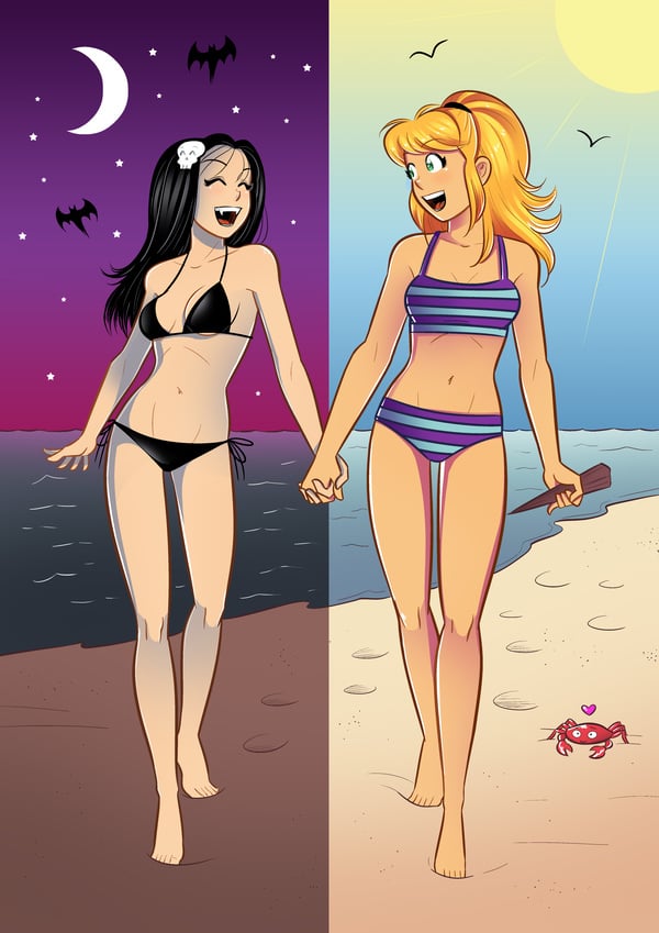 Image of Layla & Tiff on beach - poster
