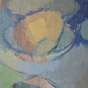 Image of 1920's Swedish Painting, 'Still life with Teacups.'