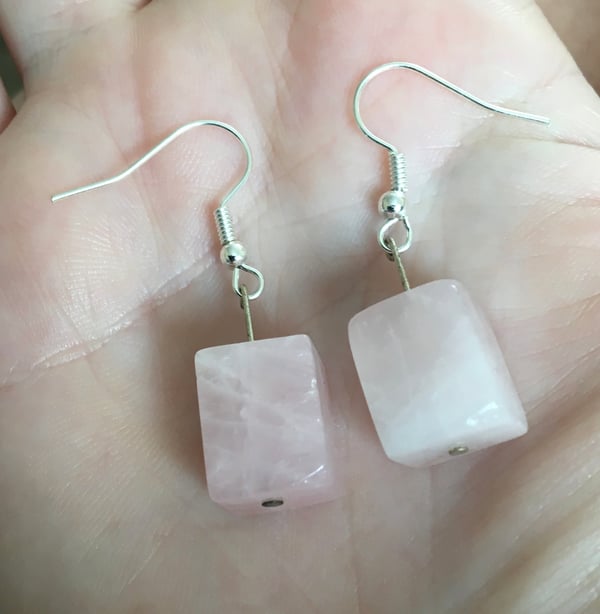 Image of Rose Quartz chunk earrings