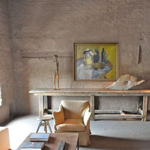 Image of 1938, Swedish Painting, 'Still Life with Bottles,' Per Lindekrantz (1913-1994)