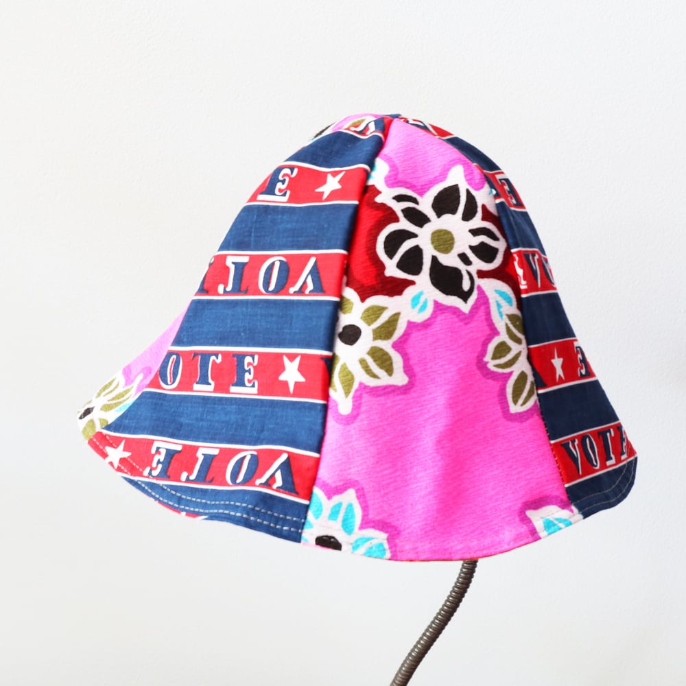 Image of neon pink vote bold  tween teen adult vintage fabric six panel bucket hat buckethat sunhat