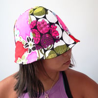 Image 5 of neon pink vote bold  tween teen adult vintage fabric six panel bucket hat buckethat sunhat
