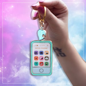 Image of Animal Crossing New Horizons Nook Phone Hard Enamel Keychain