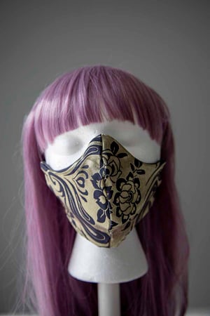 Image of golden Geisha Faux Leather . reversible mask